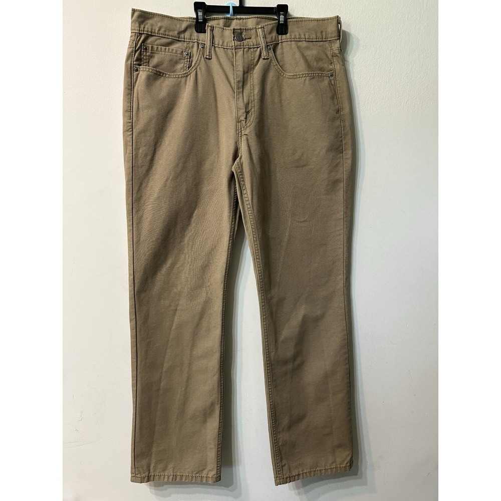 Levi's 514 Straight Fit Canvas Pants Mens 34x30 Khaki Tan 100% Cotton 00514-0692